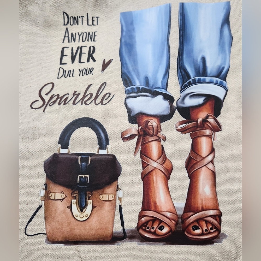 Handmade Canvas Tote with Leather Handles - Picture 2 of 2